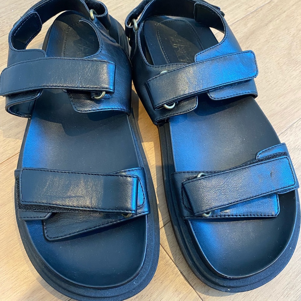 ZARA Black Double Strap Sandals